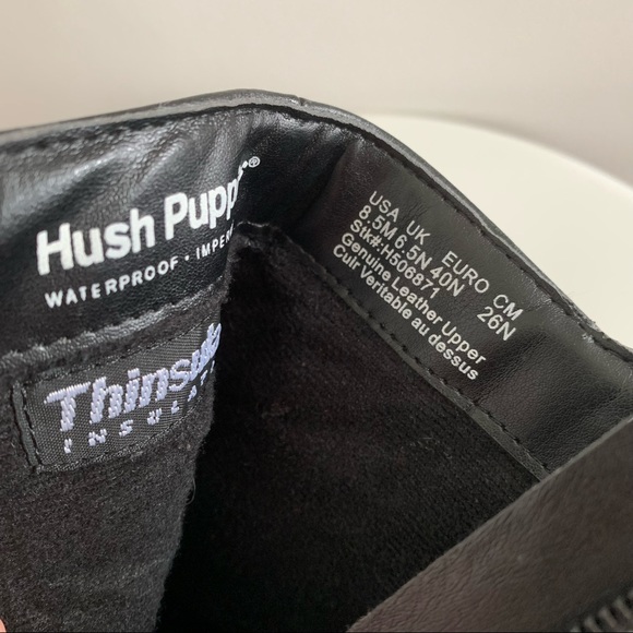 Hush Puppies Kana - Black Leather Waterproof Insulated Ankle Boots - Size 8.5M - Picture 12 of 14